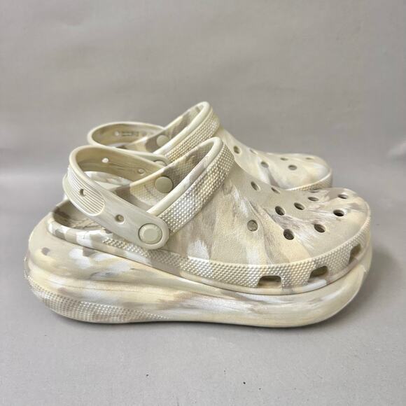 Crocs Classic Crush Platform Clog Marbled in Ivory women's size 9 mens 7 - Picture 5 of 15